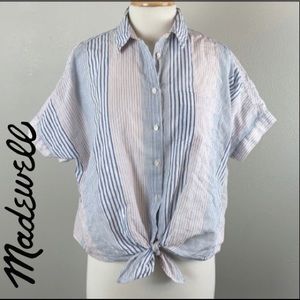 Madewell Tie Front Striped Blouse